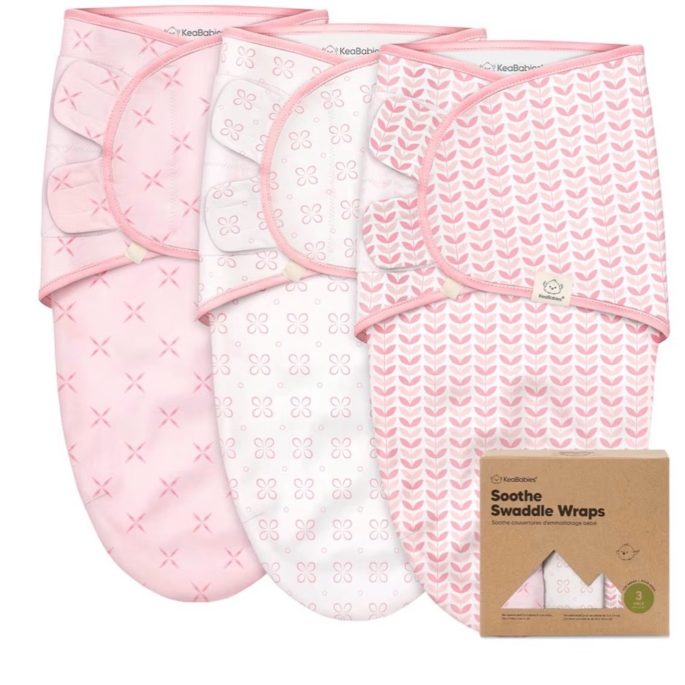 Keababies Pink and White Swaddles